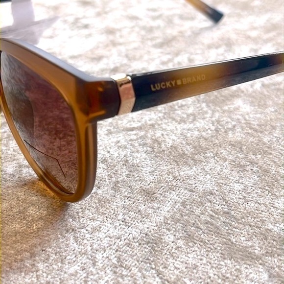 Brand New Lucky Brand Matte Brown Tortoise Round Cat Eye Sunglasses - Picture 10 of 15